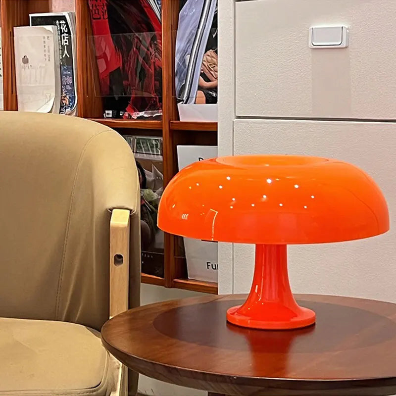 Mirravo Aesthetic Mushroom LED Lamp – USB Rechargeable, Touch Dimmer, Warm Cozy Glow, White & Orange