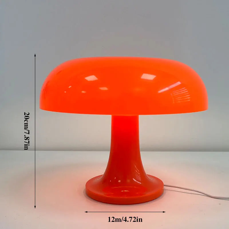 Mirravo Aesthetic Mushroom LED Lamp – USB Rechargeable, Touch Dimmer, Warm Cozy Glow, White & Orange