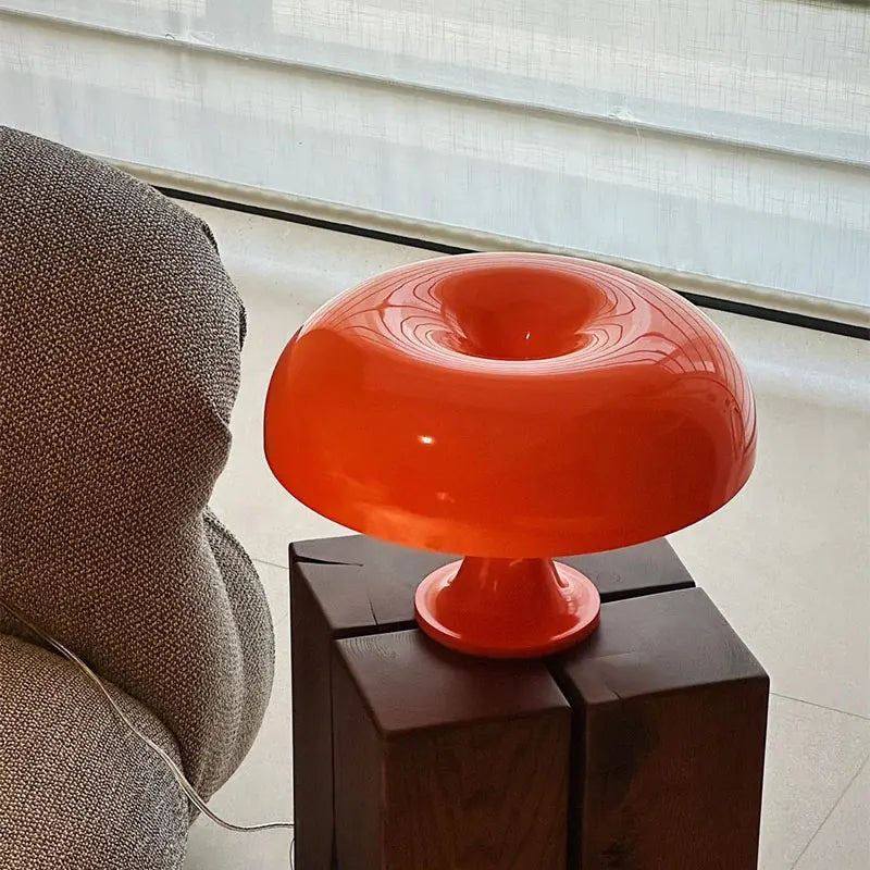 Mirravo Aesthetic Mushroom LED Lamp – USB Rechargeable, Touch Dimmer, Warm Cozy Glow, White & Orange